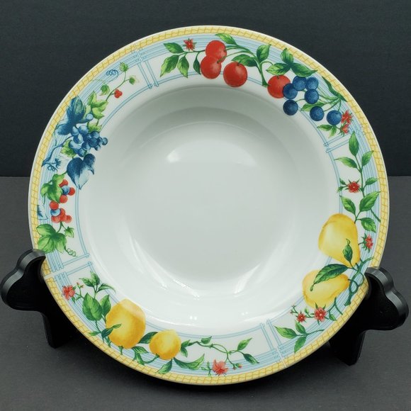 Retroneu Everyday Terrace Rim Soup Pasta Bowls Fruit Pears Berries Cherries - Picture 3 of 7